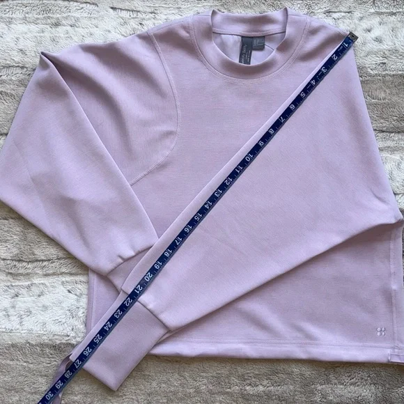 Sweaty Betty Class Crop Tie Waist Sweatshirt in Lavender Size 4 - Picture 7 of 10